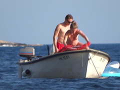 Naked girl in boat public beach croatia